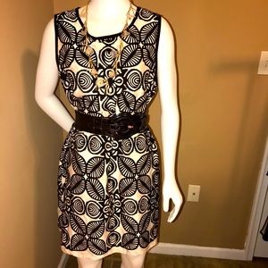 Beige with black Dress